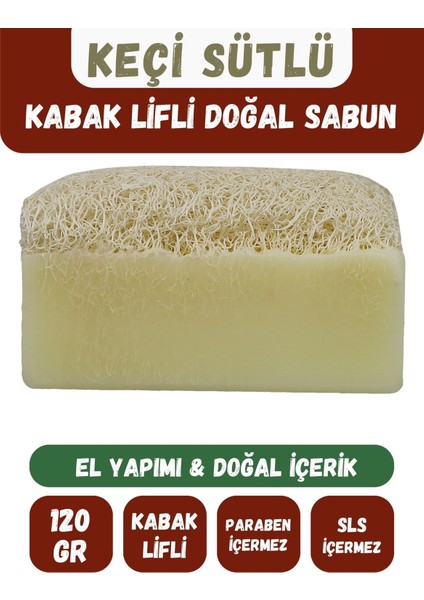 Doğal Kabak Lifli Keçi Sütlü Özlü Doğal Sabun 120 gr