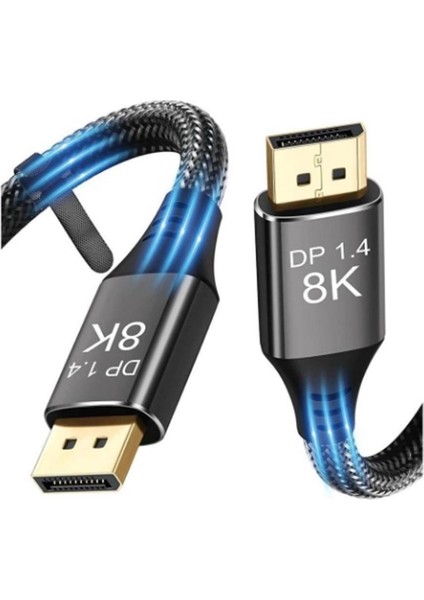 8k Displayport To Displayport 1.4 Kablo 3 Metre - Ultra Hd 8K@60Hz , 4K@144Hz - Freesync, G-Sync
