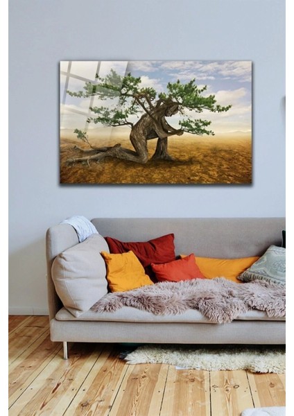 Soyut Ağaç Cam Tablo Duvar Dekarasyonu