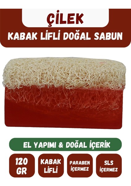 Doğal Kabak Lifli Çilek Özlü Doğal Sabun 120 gr
