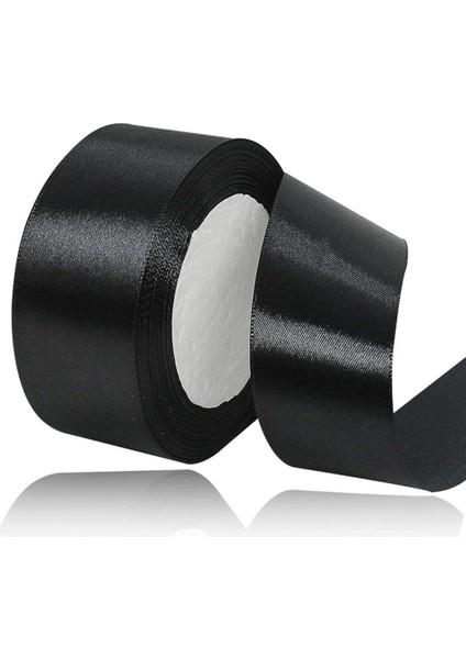 Siyah Saten Kurdele 6 cm 10 Metre