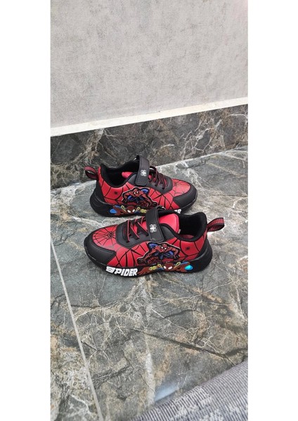 Çocuk Spor Ayakkabı Işıklı Tasarım Su Geçirmez Erkek Çocuk Suni Deri Düz Taban