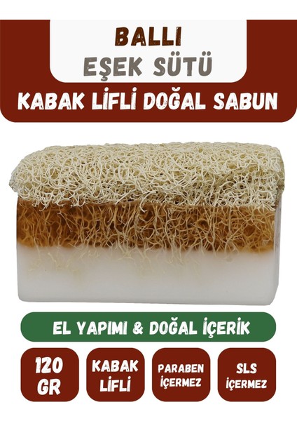 Doğal Kabak Lifli Ballı & Eşek Sütü Özlü Doğal Sabun 120 gr