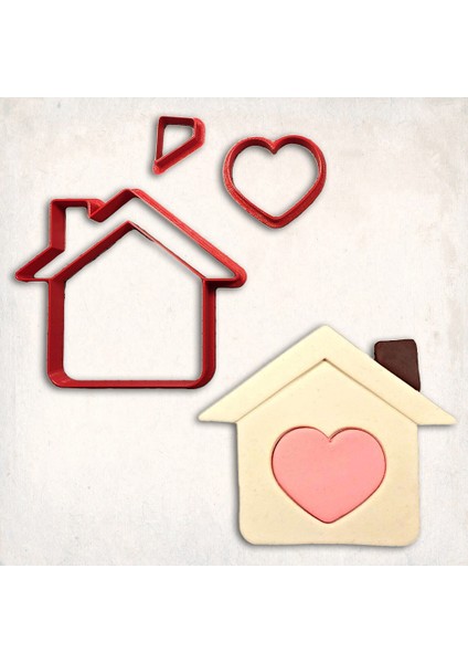 Kalp Evi Detay Kurabiye Kalıp Seti 3’lü