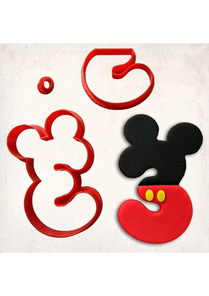 Miki Fare 3 Rakam Detaylı Kurabiye Kalıp Seti 3 Parça