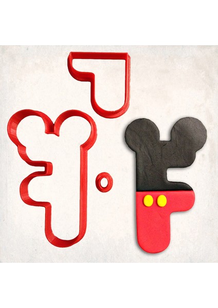 Miki Fare F Harfi Detaylı Kurabiye Kalıp Seti 3 Parça