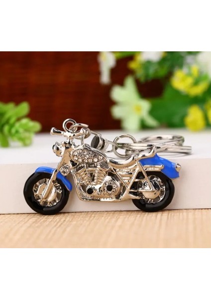 Metal Retro Motosiklet Anahtarlık Renkli Rhinestone 1 Adet