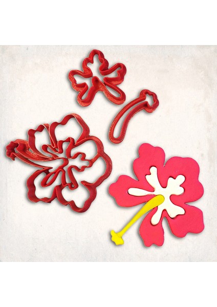 Ebegümeci Çiçeği Detay Kurabiye Kalıp Seti 4’lü