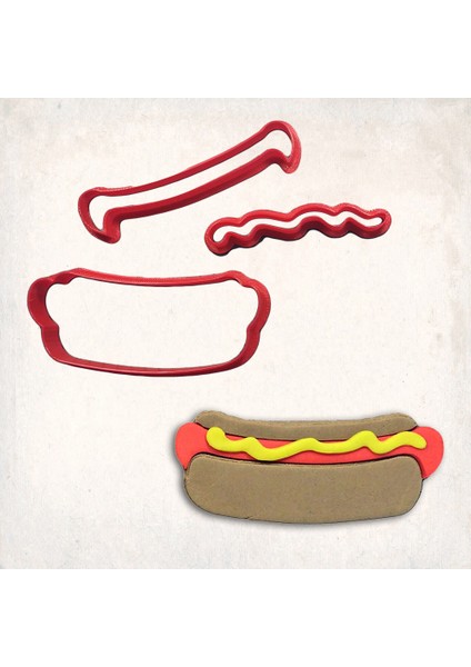 Hot Dog Detay Kurabiye Kalıp Seti 3’lü