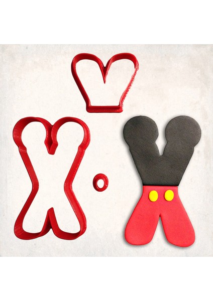 Miki Fare x Harfi Detaylı Kurabiye Kalıp Seti 3 Parça