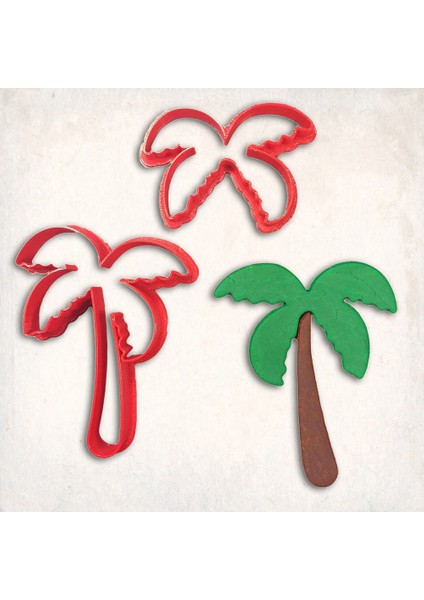 Palmiye Ağacı Detay Kurabiye Kalıp Seti 2’li