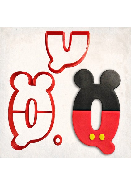 Miki Fare Q Harfi Detaylı Kurabiye Kalıp Seti 3 Parça