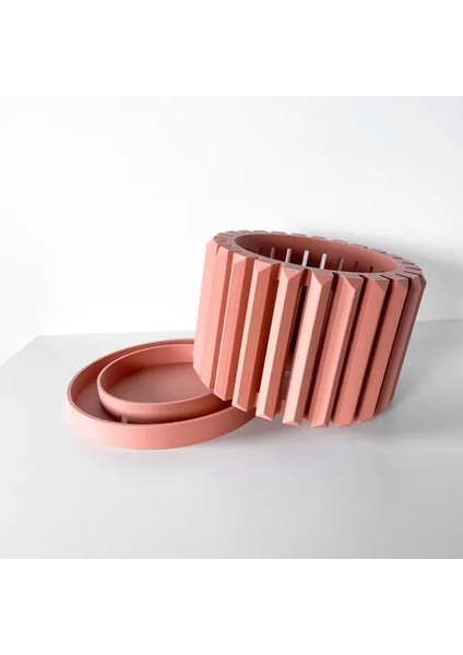 Çizgisel Boşluklu Tasarımlı Modern Pembe Vazo