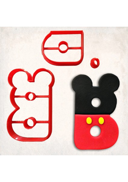 Miki Fare B Harfi Detaylı Kurabiye Kalıp Seti 3 Parça