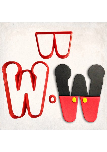 Miki Fare W Harfi Detaylı Kurabiye Kalıp Seti 3 Parça