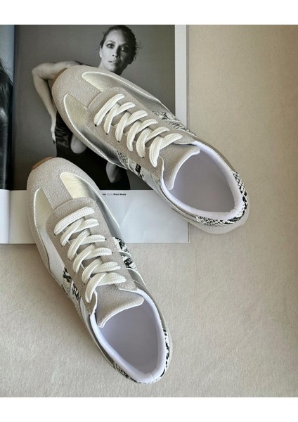 Gezegen 061 Kadın Düz Taban Günlük Sneaker Ayakkabı Taş - Gümüş fiyatları