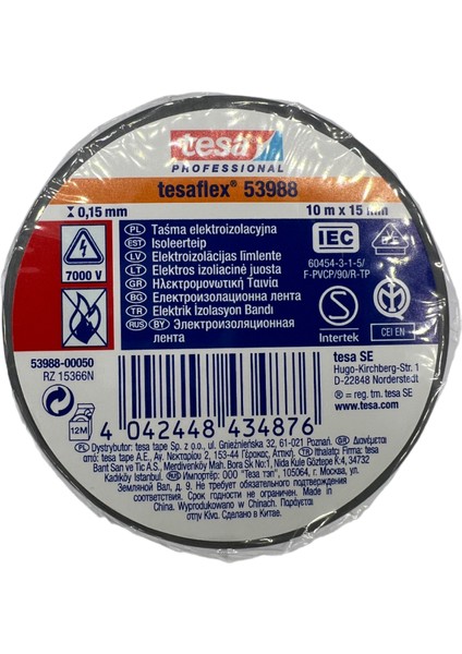 53988 Gri Pvc Elektrik Bandı-10'lu Avantaj Paketi