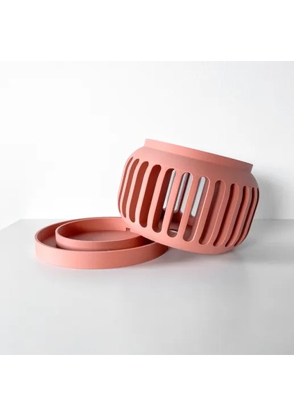 Boşluklu Tasarımlı Pembe Modern Vazo
