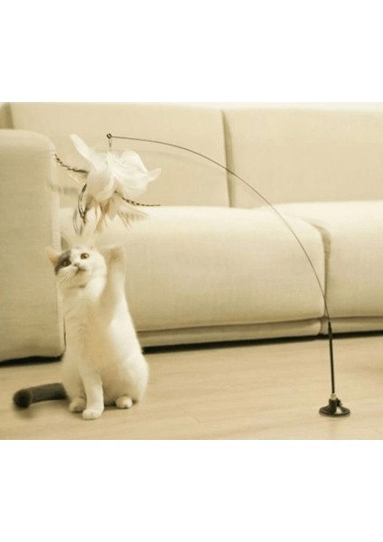 Pratik Vantuzlu Tüylü Zilli Kedi Oyun Oltası