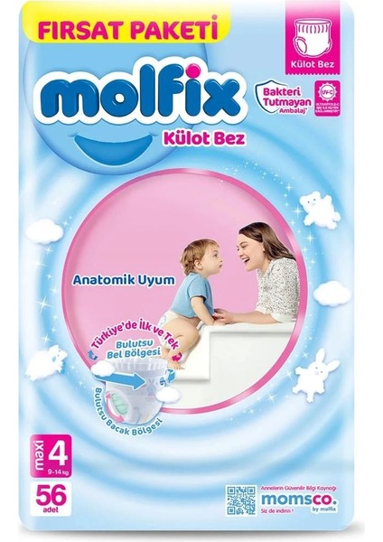 Nessiworld Molfix Külot Bez Fırsat Paketi 4 Beden 9-14 kg 56 Adet