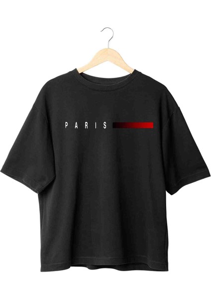 Paris Özel Baskılı Oversize Tshirt