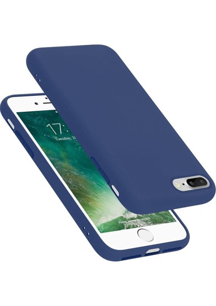 iphone 7 Plus/8 Plus Uyumlu Kadife Iç Yüzeyli Yumuşak Silikon Yüksek Kalite Lansman Kılıf-Gece Mavisi