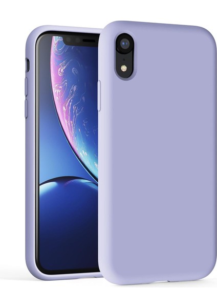 Apple iPhone Xr Uyumlu Kadife Iç Yüzeyli Yumuşak Silikon Yüksek Kalite Lansman Kılıf-Lila