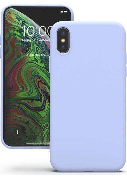 iphone x ve Xs Uyumlu Kadife Iç Yüzeyli Yumuşak Silikon Yüksek Kalite Lansman Kılıf-Lila