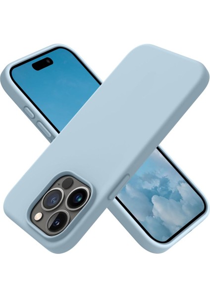 Apple iPhone 12 Pro Max Uyumlu Kadife Iç Yüzeyli Yumuşak Silikon Yüksek Kalite Lansman Kılıf-Bebe Mavi