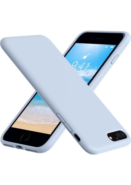 iphone 7 Plus/8 Plus Uyumlu Kadife Iç Yüzeyli Yumuşak Silikon Yüksek Kalite Lansman Kılıf-Bebe Mavi