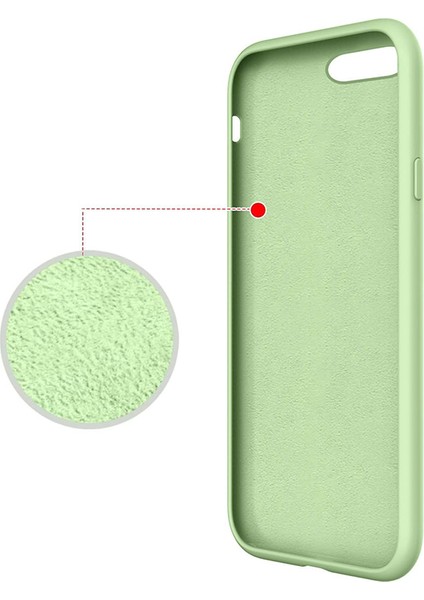 iphone 7 Plus/8 Plus Uyumlu Kadife Iç Yüzeyli Yumuşak Silikon Yüksek Kalite Lansman Kılıf-Çam Yeşili
