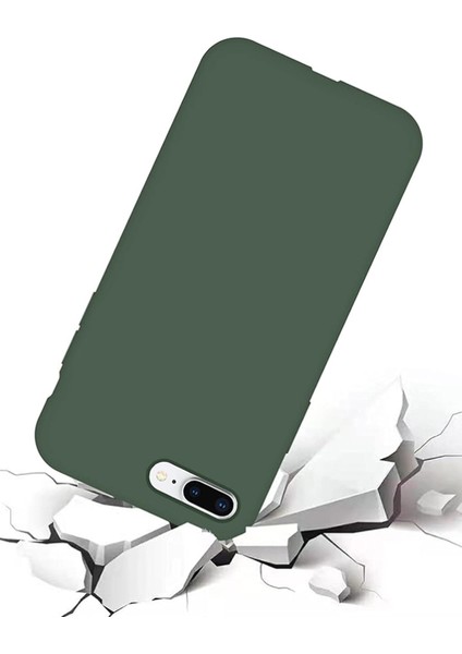 iphone 7 Plus/8 Plus Uyumlu Kadife Iç Yüzeyli Yumuşak Silikon Yüksek Kalite Lansman Kılıf-Çam Yeşili