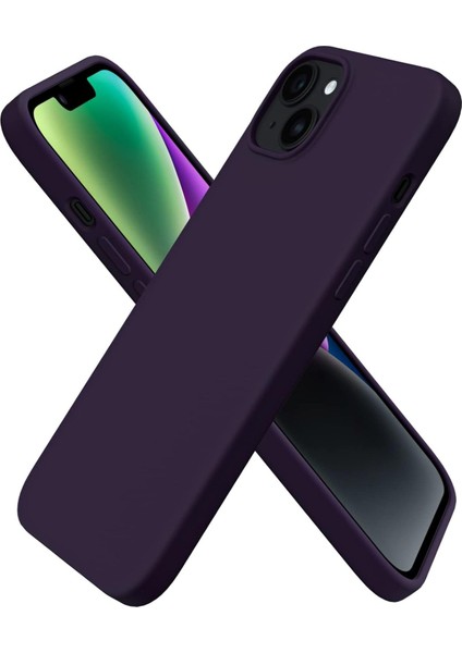 Apple iPhone 14 Plus Uyumlu Kadife Iç Yüzeyli Yumuşak Silikon Yüksek Kalite Lansman Kılıf-Derin Mor