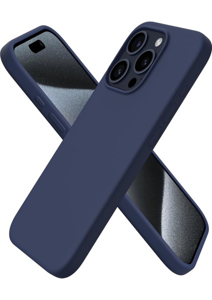 Apple iPhone 12 Pro Max Uyumlu Kadife Iç Yüzeyli Yumuşak Silikon Yüksek Kalite Lansman Kılıf-Gece Mavisi