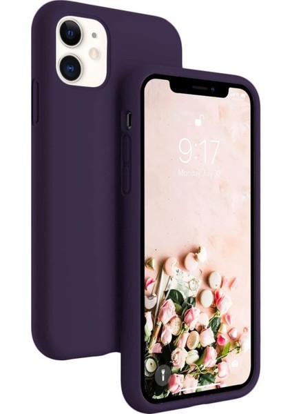 Apple iPhone 11 Uyumlu Kadife Iç Yüzeyli Yumuşak Silikon Yüksek Kalite Lansman Kılıf-Derin Mor