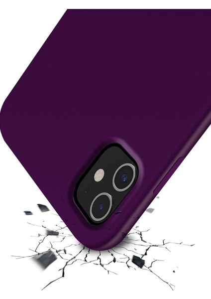 Apple iPhone 11 Uyumlu Kadife Iç Yüzeyli Yumuşak Silikon Yüksek Kalite Lansman Kılıf-Derin Mor