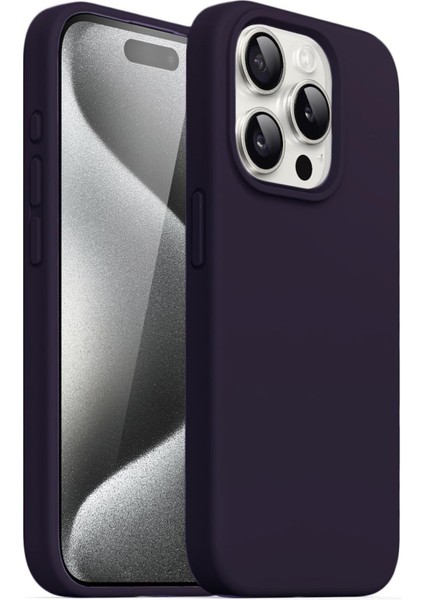 Apple iPhone 13 Pro Uyumlu Kadife Iç Yüzeyli Yumuşak Silikon Yüksek Kalite Lansman Kılıf-Derin Mor