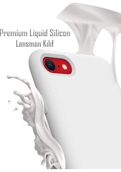 Apple iPhone 7-8-Se 2020 Uyumlu Kadife Iç Yüzeyli Yumuşak Silikon Yüksek Kalite Lansman Kılıf-Beyaz