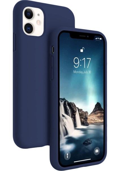 Apple iPhone 11 Uyumlu Kadife Iç Yüzeyli Yumuşak Silikon Yüksek Kalite Lansman Kılıf-Gece Mavisi