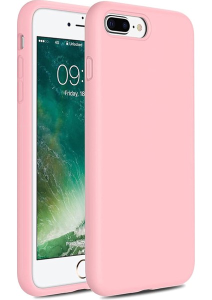 iphone 7 Plus/8 Plus Uyumlu Kadife Iç Yüzeyli Yumuşak Silikon Yüksek Kalite Lansman Kılıf-Pembe