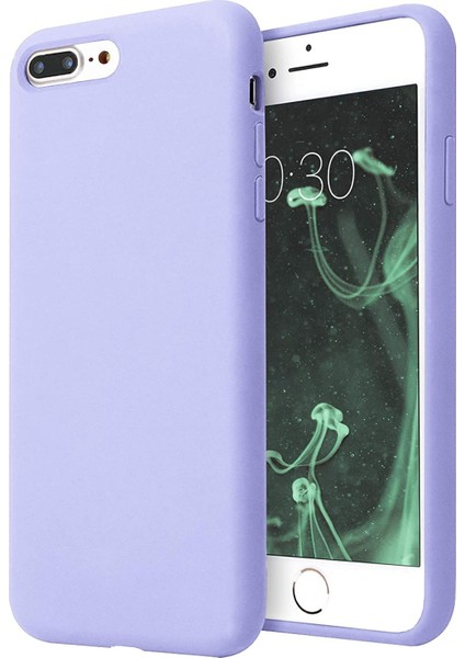 iphone 7 Plus/8 Plus Uyumlu Kadife Iç Yüzeyli Yumuşak Silikon Yüksek Kalite Lansman Kılıf-Lila