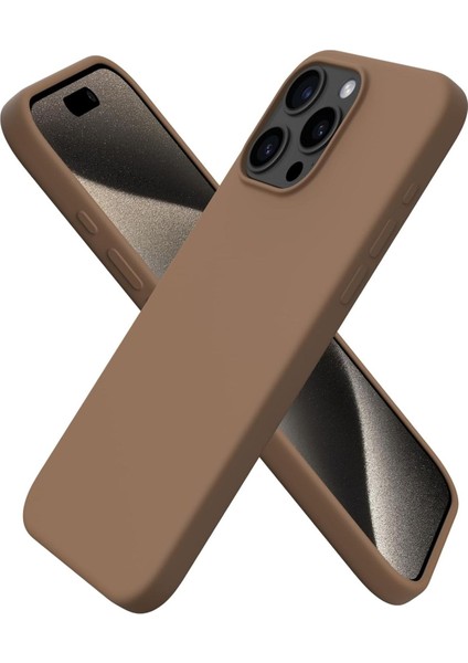 Apple iPhone 14 Pro Uyumlu Kadife Iç Yüzeyli Yumuşak Silikon Yüksek Kalite Lansman Kılıf-Kahverengi