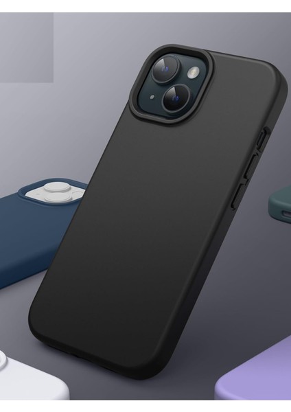 Apple iPhone 15 Uyumlu Kadife Iç Yüzeyli Yumuşak Silikon Yüksek Kalite Lansman Kılıf-Gece Mavisi