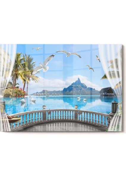 Pencere ve Doğa Manzarası | Manzara Temalı Cam Tablo | 50 x 70 cm