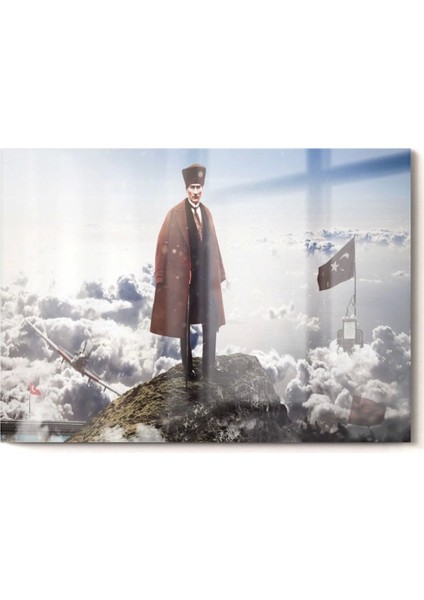 Türk Bayrağı ve Atatürk Temalı | Bayrak Temalı Cam Tablo | 50 x 70 cm fırsatları
