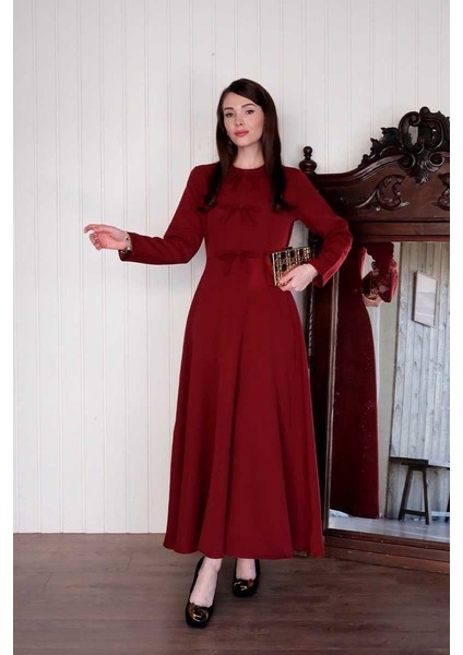 Bordo Fiyonk Detay Elbise fiyatları