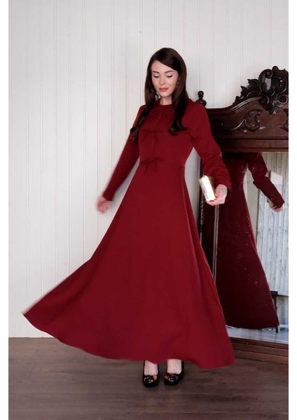 Bordo Fiyonk Detay Elbise indirimleri