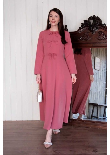 Pembe Fiyonk Detay Elbise modelleri