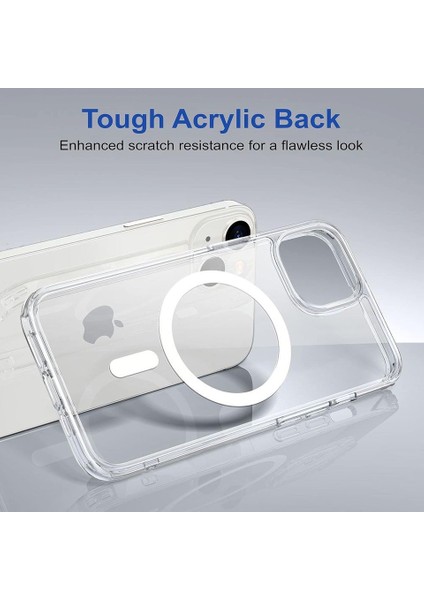 iPhone 13 / 14 Kılıf Magsafe Wireless Şarj Özellikli Şeffaf Kılıf