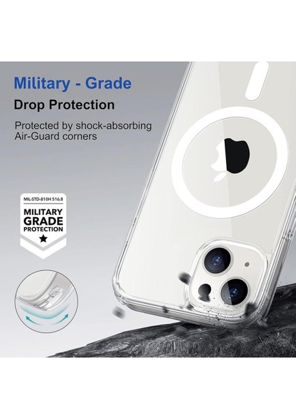 iPhone 13 / 14 Kılıf Magsafe Wireless Şarj Özellikli Şeffaf Kılıf